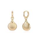Brincos MYEARS Clam Shell Huggie Hoop Dangle banhados a ouro 14 quilates
