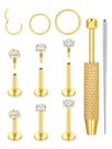 Brincos Oveta 18G Flat Back Studs para piercing na cartilagem Tragus