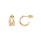 Brincos PAVOI Split Hoop Huggie em prata banhada a ouro 14 quilates
