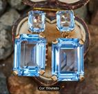 Brincos Pendentes com Zircônia Cúbica Sintética - Azul Cortado e Formato Lágrima,