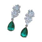 Brincos Pendentes De Flor Verde CZ Para Mulheres, Joias Brilhantes Para Casamento E Festa,