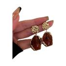 Brincos Pendentes De Zircônia Dourada Com Pedra Quadrada Para Mulheres, Acessórios De Joias De Moda