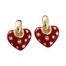 Brincos Pendentes Em Forma De Coração Vermelho Para Mulheres, Versáteis Para Todas as Estações,