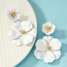 Brincos Pendentes Grandes De Flor Fúcsia Banhados a Ouro Joias Femininas Para Noivas E Festas