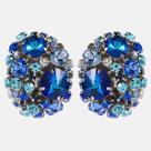 Brincos Pendurados Grandes de Cristal Azul - Joias de Moda para Mulheres