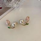 Brincos Pérola e Rosa Design Romântico e Elegante