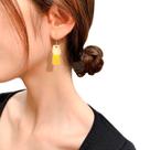 Brincos Placa Amarelo Dourado Sobrepor Delicado Feminino -