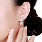 Brincos Prateado Strass Sobrepor Delicado Feminino Festa Lon -