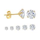 Brincos Push-back de Zircônia Cúbica (3-7mm) - 1 Par em Aço Cirúrgico para Mulheres