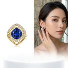 Brincos Quadrado Azul Minimalista Zirconia Delicada Luxo Casual