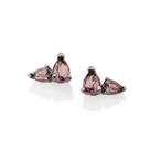 Brincos rhodium ouro negro pequenos rommanel gota zircônia lilás 420054