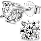 Brincos RINEY&KY Moissanite 3 mm banhados a ouro branco 18k