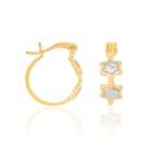 Brincos rommanel banhado ouro 18k feminino argola estrela ródio branco 522327