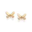 Brincos rommanel banhado ouro 18k feminino borboleta cravejada pedra zircônias 527326