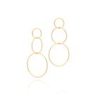 Brincos rommanel banhado ouro 18k feminino grande maxi círculos entrelaçados pendurado 526600