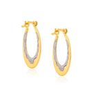 Brincos rommanel banhado ouro 18k feminino grande maxi meia argola oval ródio branco 520963