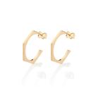 Brincos rommanel banhado ouro 18k feminino meia argola angular 527383 Brincos rommanel banhado ouro 18k feminino meia argola angular 527383