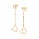 Brincos rommanel banhado ouro 18k pêndulo borboletas 527569