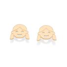 Brincos rommanel banhado ouro 18k rosto de menina 527437