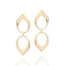Brincos rommanel banhado ouro 3x 24k 18k e 22k feminino grande gota dupla vazada pendurada 527333