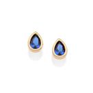 Brincos rommanel banhado ouro 3x 24k 18k e 22k feminino pequeno solitário gota azul pedra zircônia 527355
