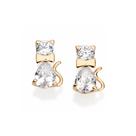 Brincos rommanel banhado ouro 3x 24k 18k e 22k pequenos gato pedra zircônias 523903