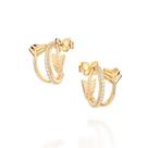 Brincos rommanel feminino banhado ouro 18k argola com flexa 527494