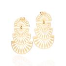 Brincos rommanel feminino banhado ouro 18k flor de mandacaru 527500