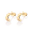 Brincos rommanel feminino banhado ouro 18k meia argola corações 527482