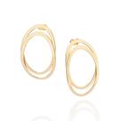 Brincos rommanel feminino banhado ouro 18k oval vazado sobreposto 527409