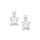 Brincos rommanel feminino pequenos prata 925 cravejado pedra zircônia quadrada pendurada 820134