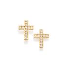 Brincos Rommanel Fol Ouro18k Cruz Com Zircônias 524604