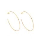 Brincos Rommanel Grande Meia Argola Fina Banhado Ouro 522257