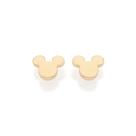 Brincos rommanel infantil banhado ouro 3x 24k 18k e 22k pequeno rosto mickey disney 527349