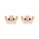 Brincos rommanel infantil banhado ouro 3x 24k 18k e 22k rosto angel disney 527353