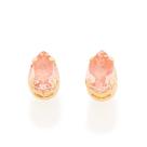 Brincos Rommanel Infantil Fol Ouro 18k 2 Zircônias 525929