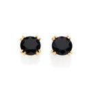 Brincos Rommanel Pequenos Solitário Com Cristal Negro 526992
