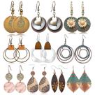 Brincos SUNNYOUTH Vintage Dangle Sunflower Geometric x10