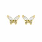 Brincos Tarraxa Baby Borboleta Banhado a Ouro 18k
