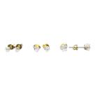 Brincos - trio coração zircônia cristal 1 2 3 Furos