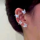 Brincos Wiwpar Butterfly Ear Cuffs Climber Strass Silver