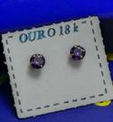 Brincos Zircônia 3 mm Cor Lilas