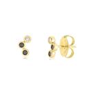 Brino Mini Ear Cuff Pedras De Zircônias Pretas Folheado Ouro