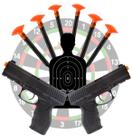 Brinquedo Arminha Mira Dardo no Alvo Infantil Kit 2 Air Gun de Ar com 6 Dardos e 1 Alvo Prática de Pontaria Divertida Jogos de Mira Recreativas