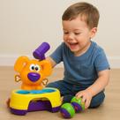 Brinquedo Bebê Neném Brinca Bate Dog 2 Bolinhas Martelo Chocalho Diversão Boneco Ursinho Cachorrinho