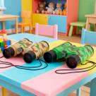 Brinquedo Binoculo Bússola Camuflado Cordão Militar Kit 2pçs