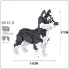 Brinquedo Blocos De Montar Cachorro Husky Siberiano Preto e Branco 950 Peças