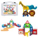 Brinquedo blocos magnéticos infantil magforma zoo animais