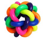 Brinquedo bola ou bolinha trançada colorida com sino para cães e gatos pets