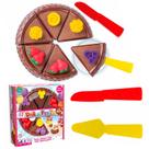 Brinquedo Bolo De Chocolate Educativo Colorido Com Fatias Autocolante Ingredientes E Cartas